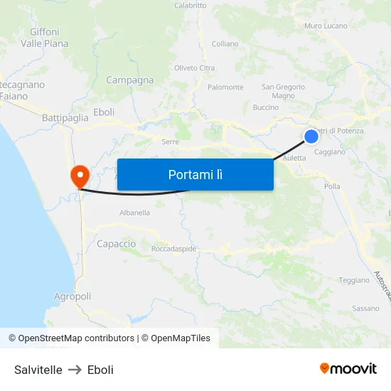 Salvitelle to Eboli map