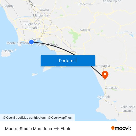 Mostra-Stadio Maradona to Eboli map