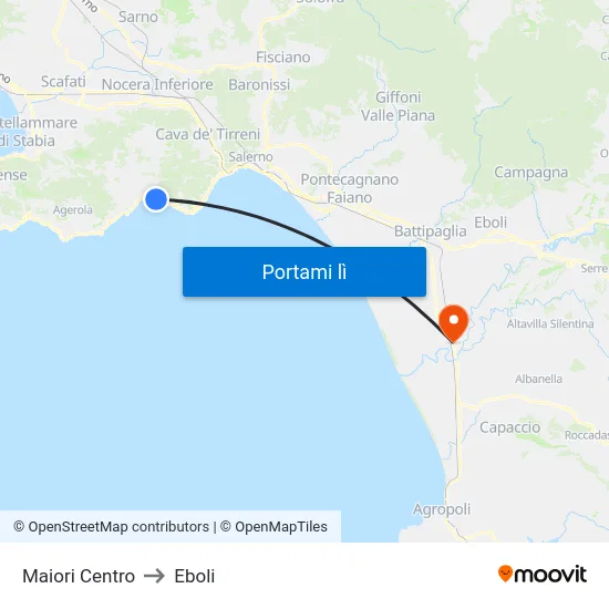 Maiori Centro to Eboli map
