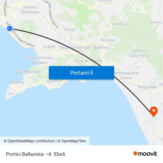 Portici Bellavista to Eboli map