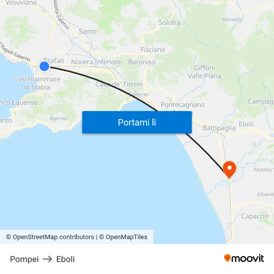 Pompei to Eboli map