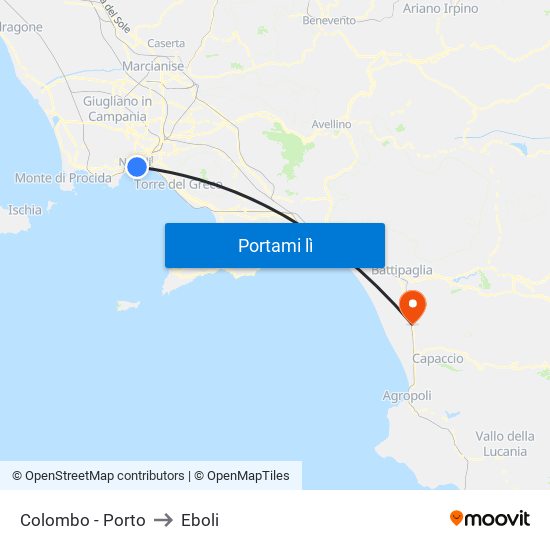 Colombo - Porto to Eboli map