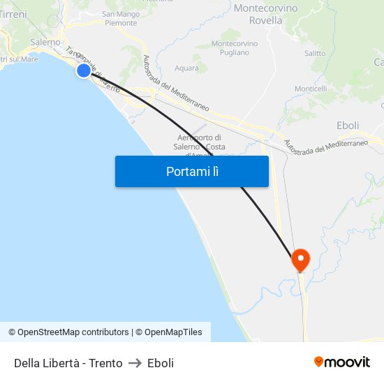 Della Libertà - Trento to Eboli map