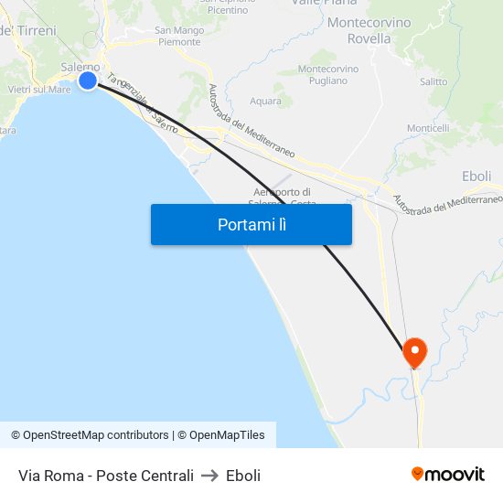 Via Roma - Poste Centrali to Eboli map