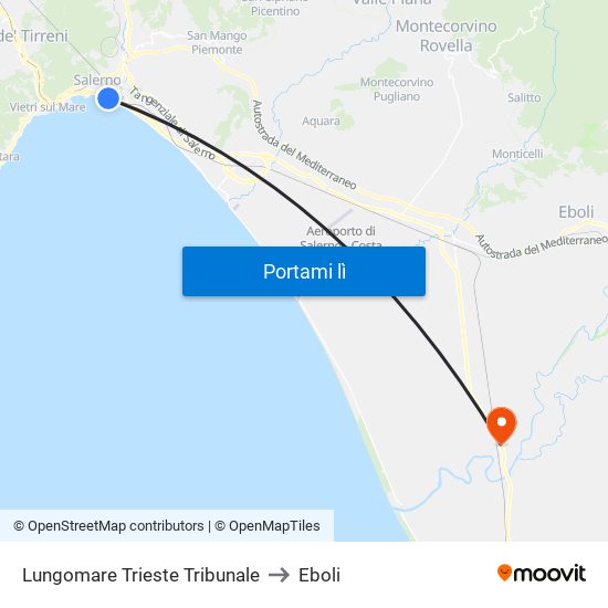 Lungomare Trieste Tribunale to Eboli map