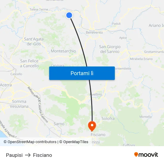 Paupisi to Fisciano map