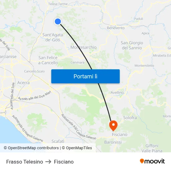 Frasso Telesino to Fisciano map