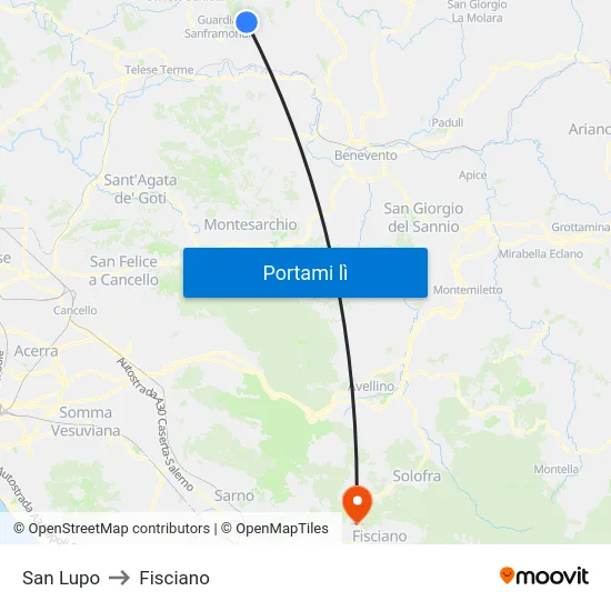 San Lupo to Fisciano map