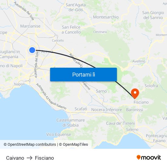 Caivano to Fisciano map