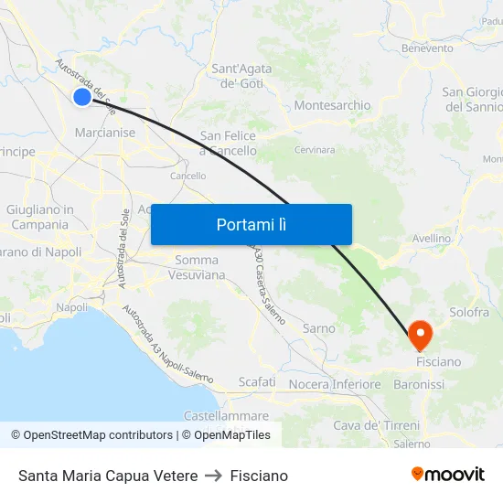 Santa Maria Capua Vetere to Fisciano map