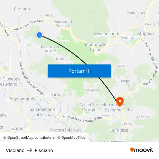 Visciano to Fisciano map