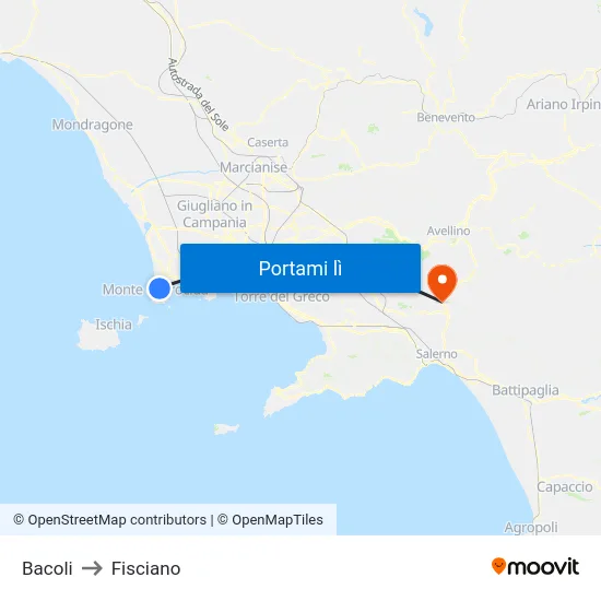 Bacoli to Fisciano map