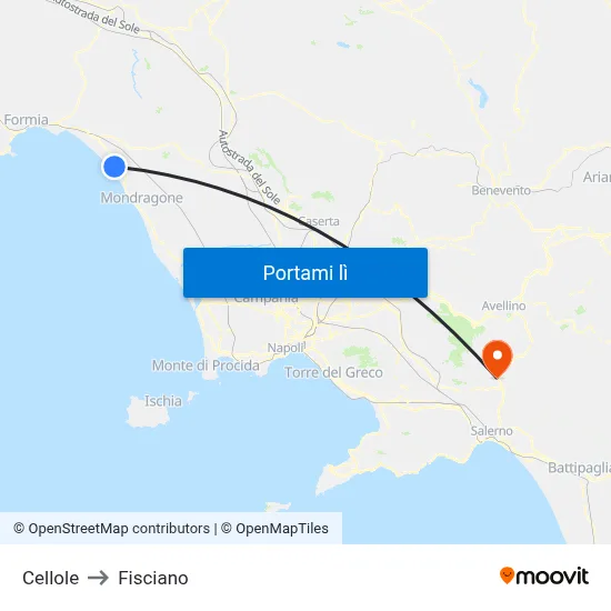 Cellole to Fisciano map