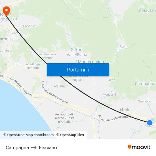 Campagna to Fisciano map