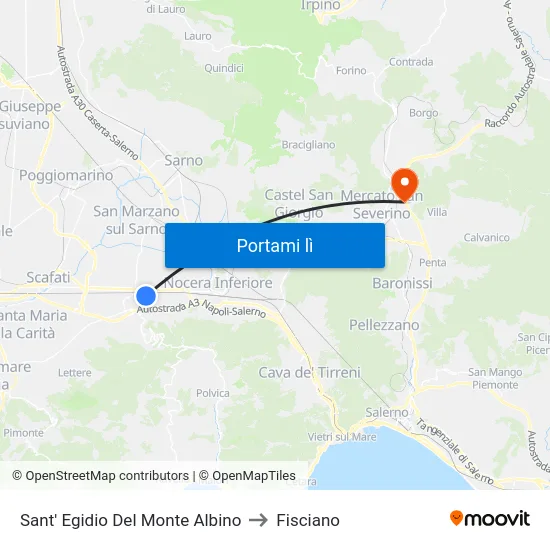 Sant' Egidio Del Monte Albino to Fisciano map