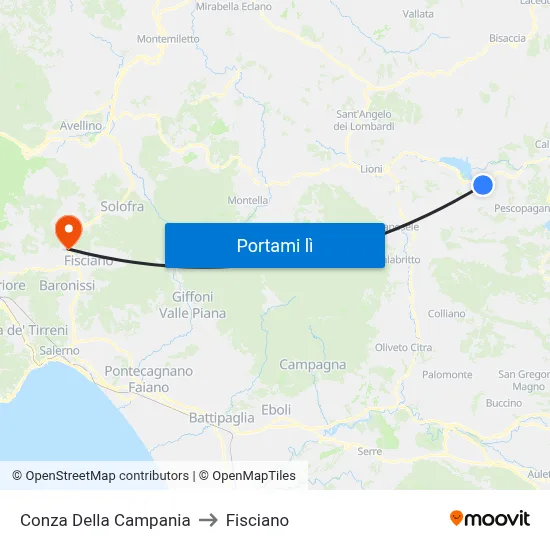 Conza Della Campania to Fisciano map