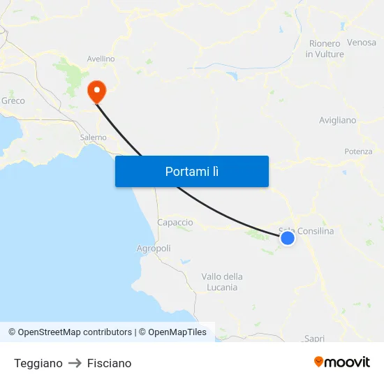 Teggiano to Fisciano map