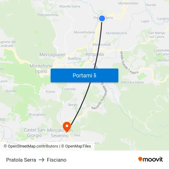 Pratola Serra to Fisciano map