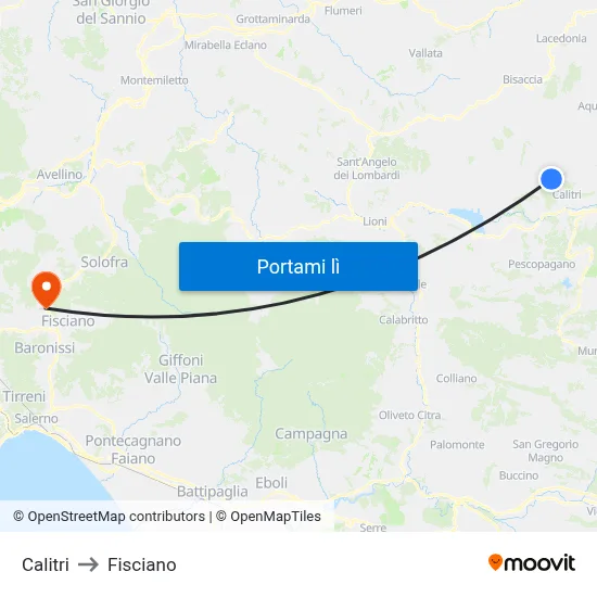 Calitri to Fisciano map