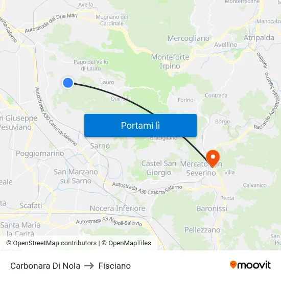 Carbonara Di Nola to Fisciano map