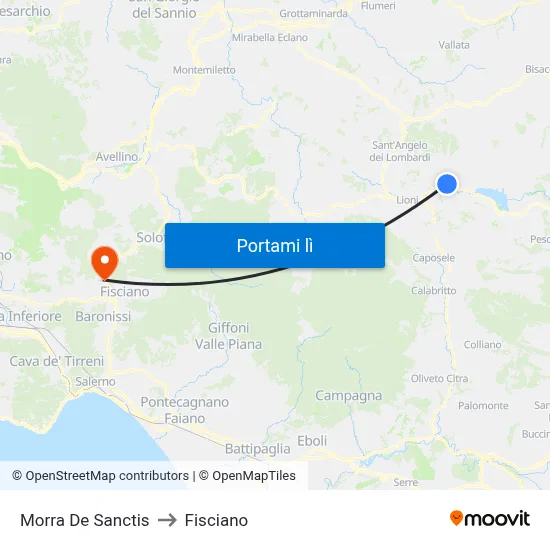 Morra De Sanctis to Fisciano map
