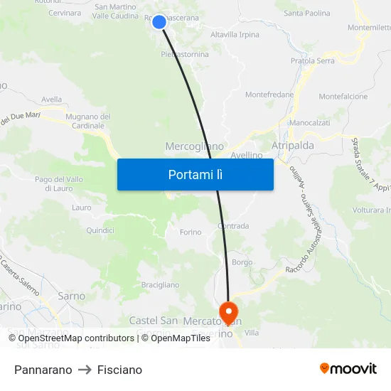 Pannarano to Fisciano map