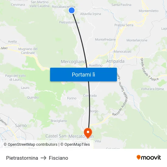 Pietrastornina to Fisciano map