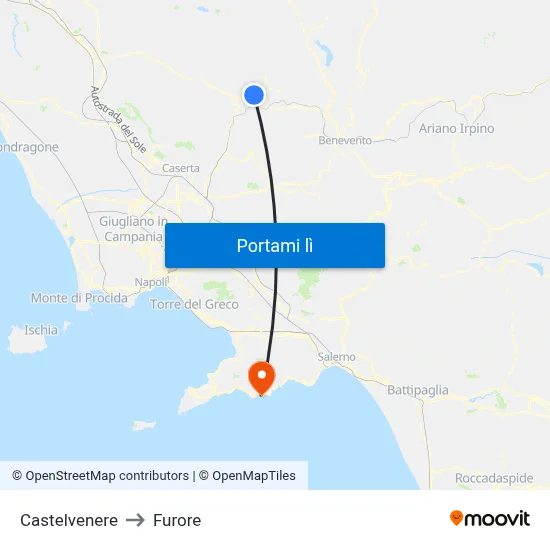 Castelvenere to Furore map
