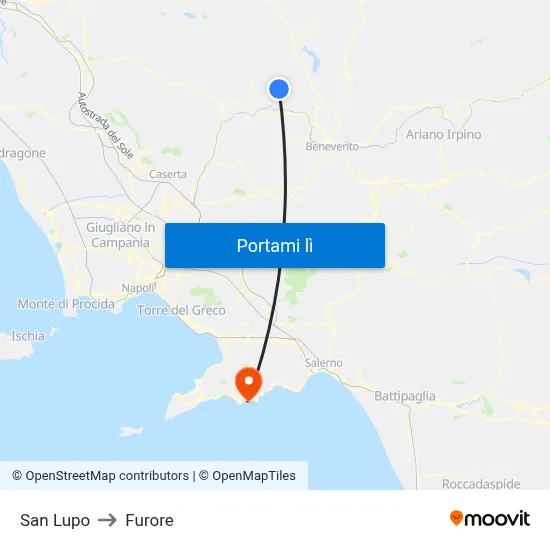 San Lupo to Furore map