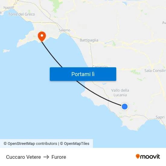 Cuccaro Vetere to Furore map