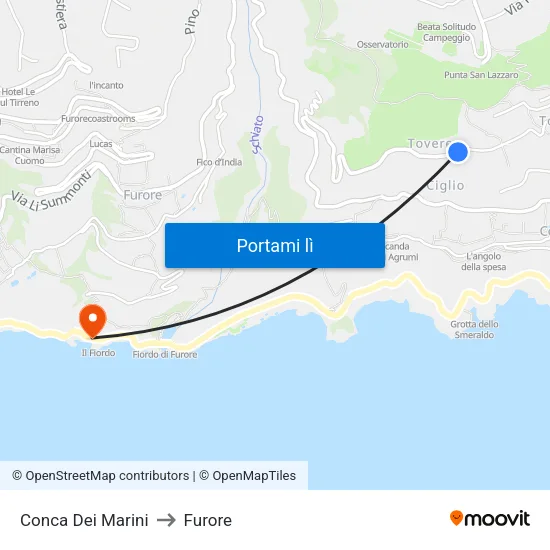Conca Dei Marini to Furore map