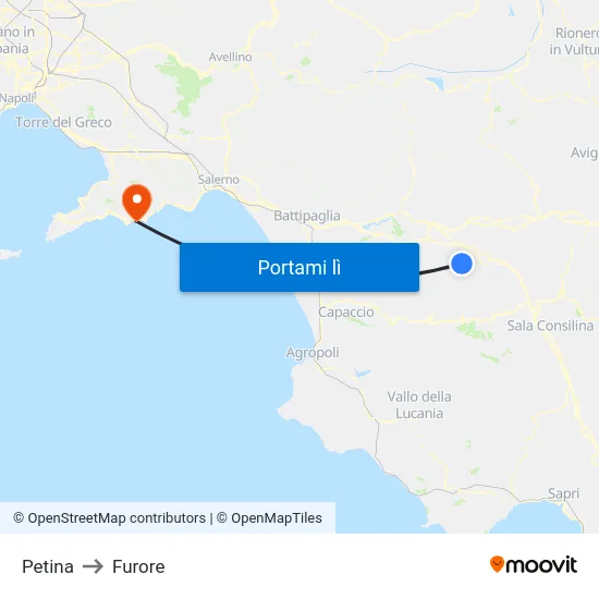 Petina to Furore map