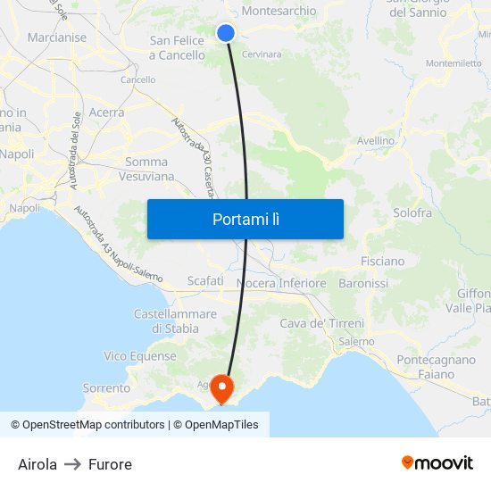 Airola to Furore map