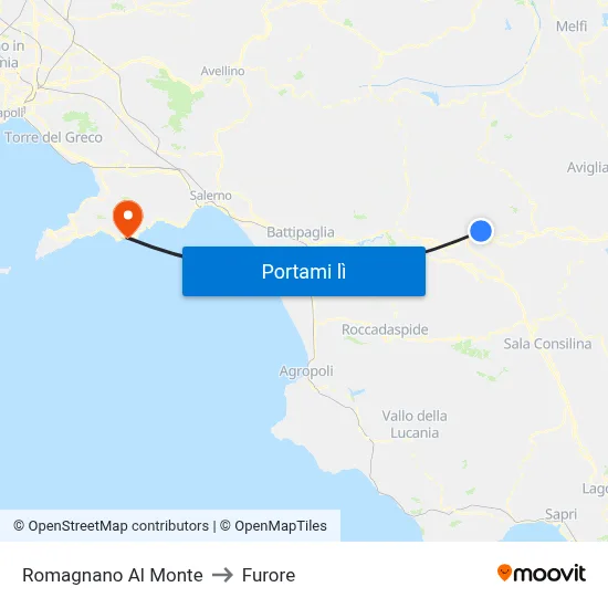 Romagnano Al Monte to Furore map