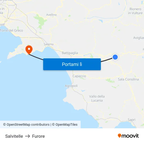 Salvitelle to Furore map