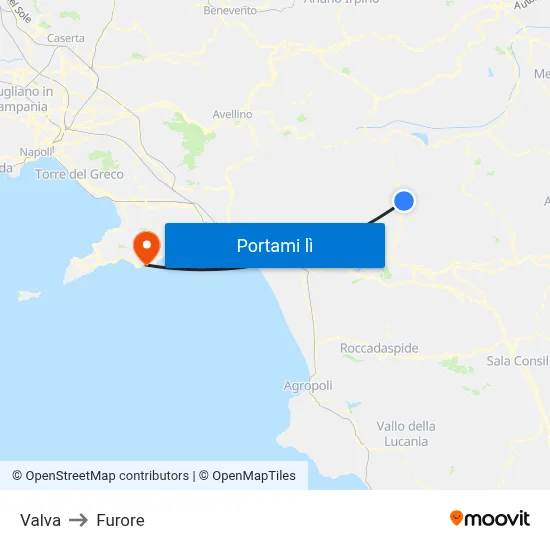 Valva to Furore map