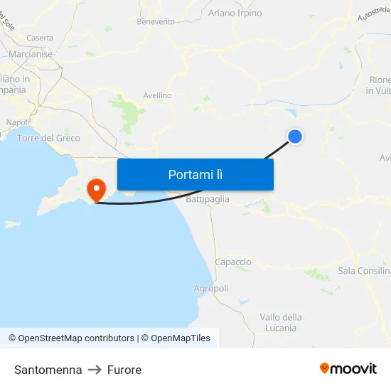 Santomenna to Furore map