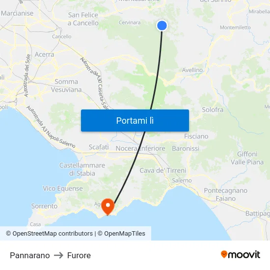 Pannarano to Furore map