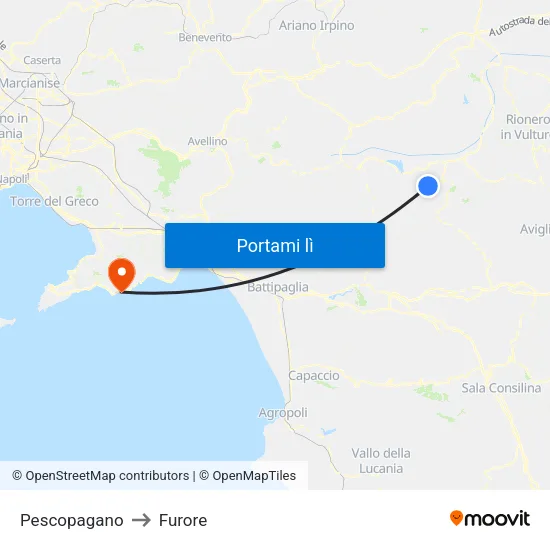 Pescopagano to Furore map