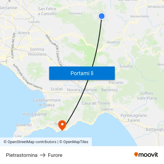 Pietrastornina to Furore map