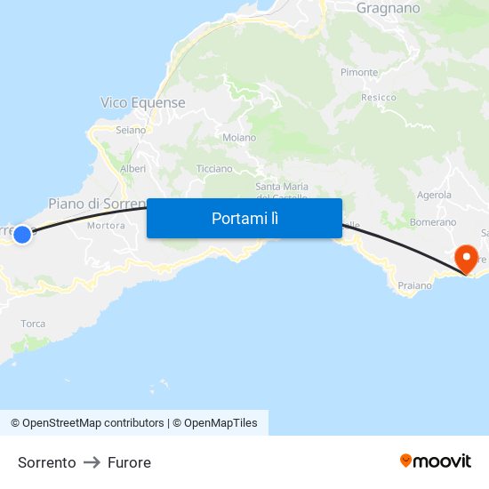 Sorrento to Furore map