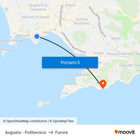 Augusto - Politecnico to Furore map