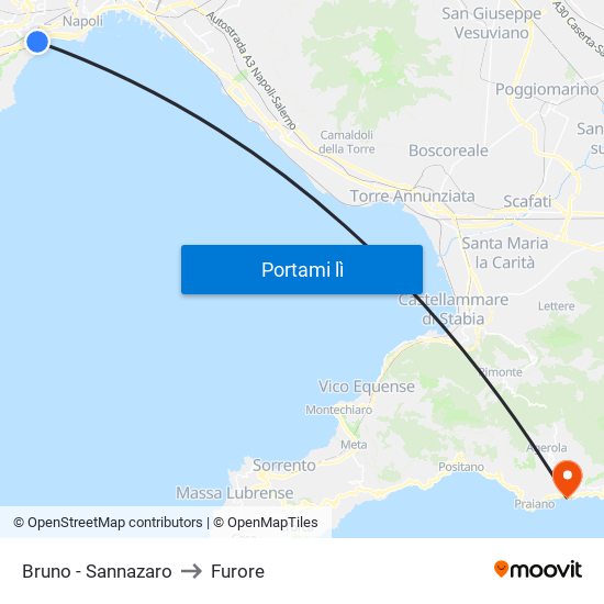 Bruno - Sannazaro to Furore map