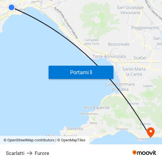 Scarlatti to Furore map