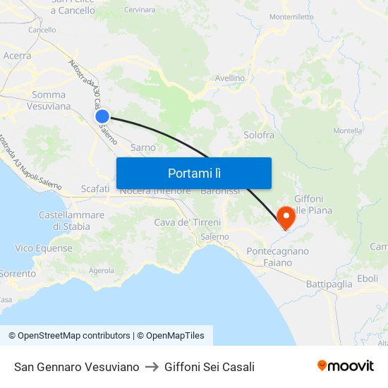 San Gennaro Vesuviano to Giffoni Sei Casali map