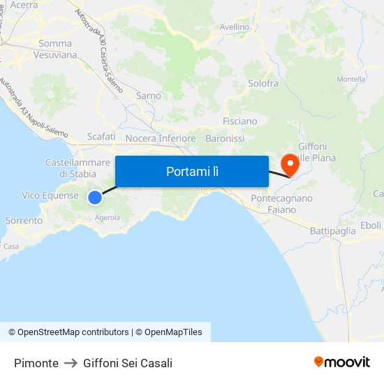 Pimonte to Giffoni Sei Casali map