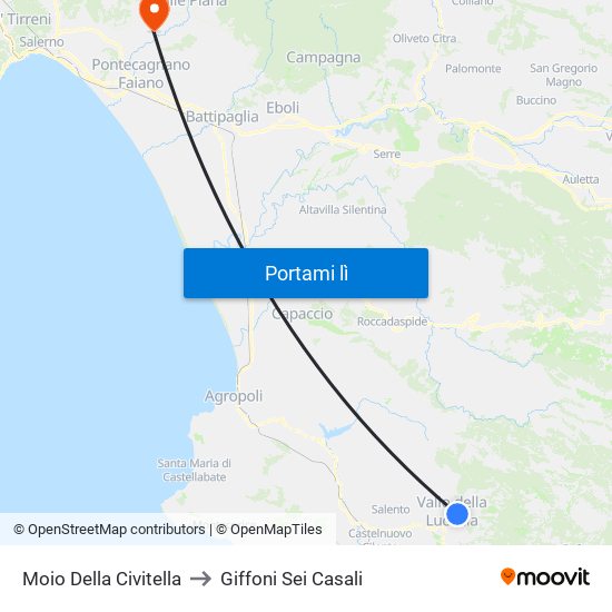 Moio Della Civitella to Giffoni Sei Casali map