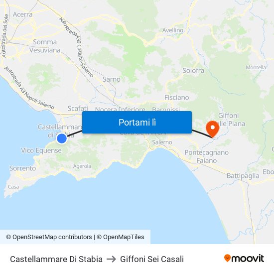 Castellammare Di Stabia to Giffoni Sei Casali map