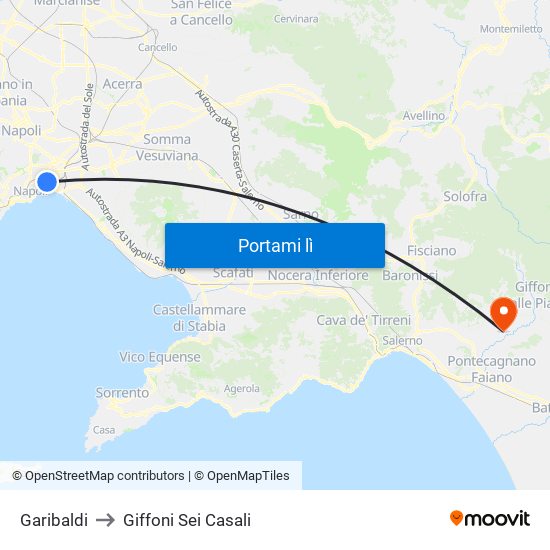 Garibaldi to Giffoni Sei Casali map