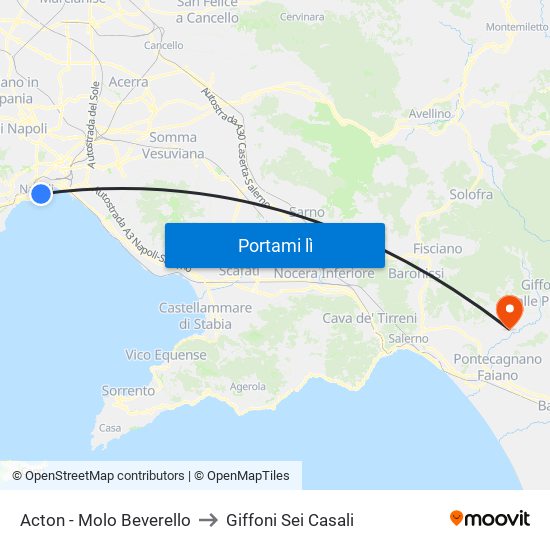 Acton - Molo Beverello to Giffoni Sei Casali map